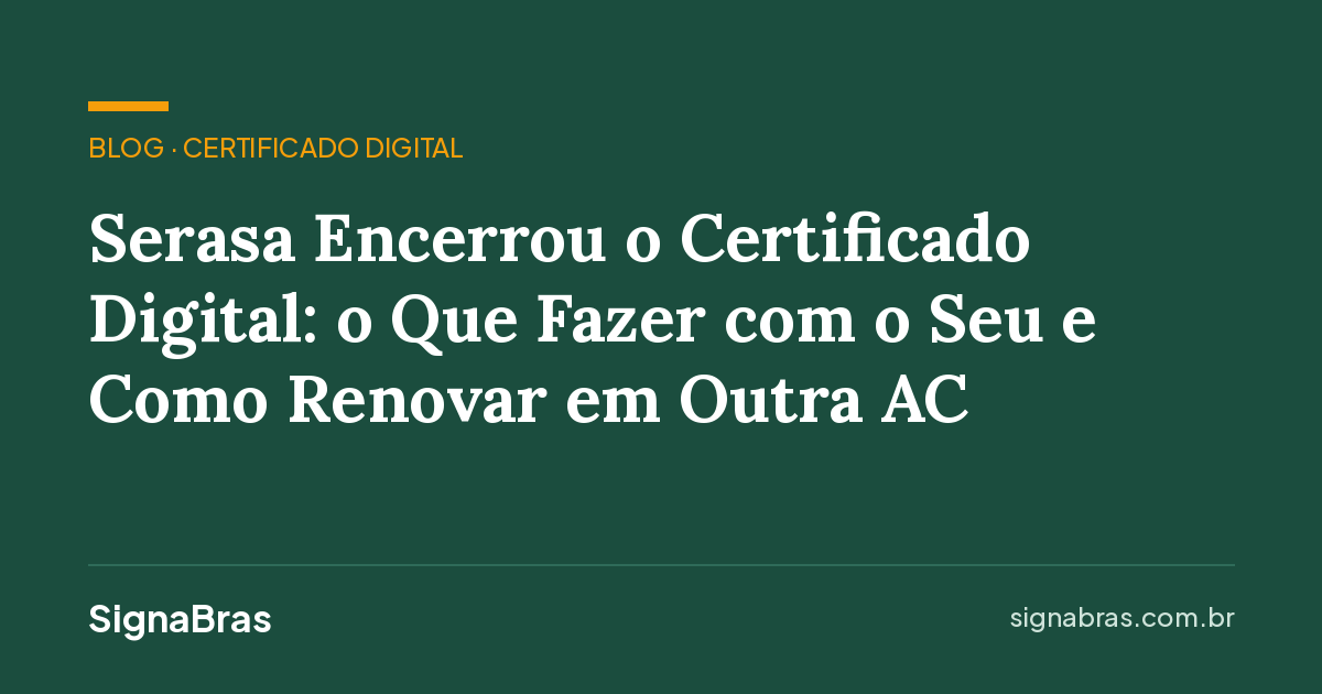 Serasa Encerrou o Certificado Digital: o Que Fazer com o Seu e Como ...
